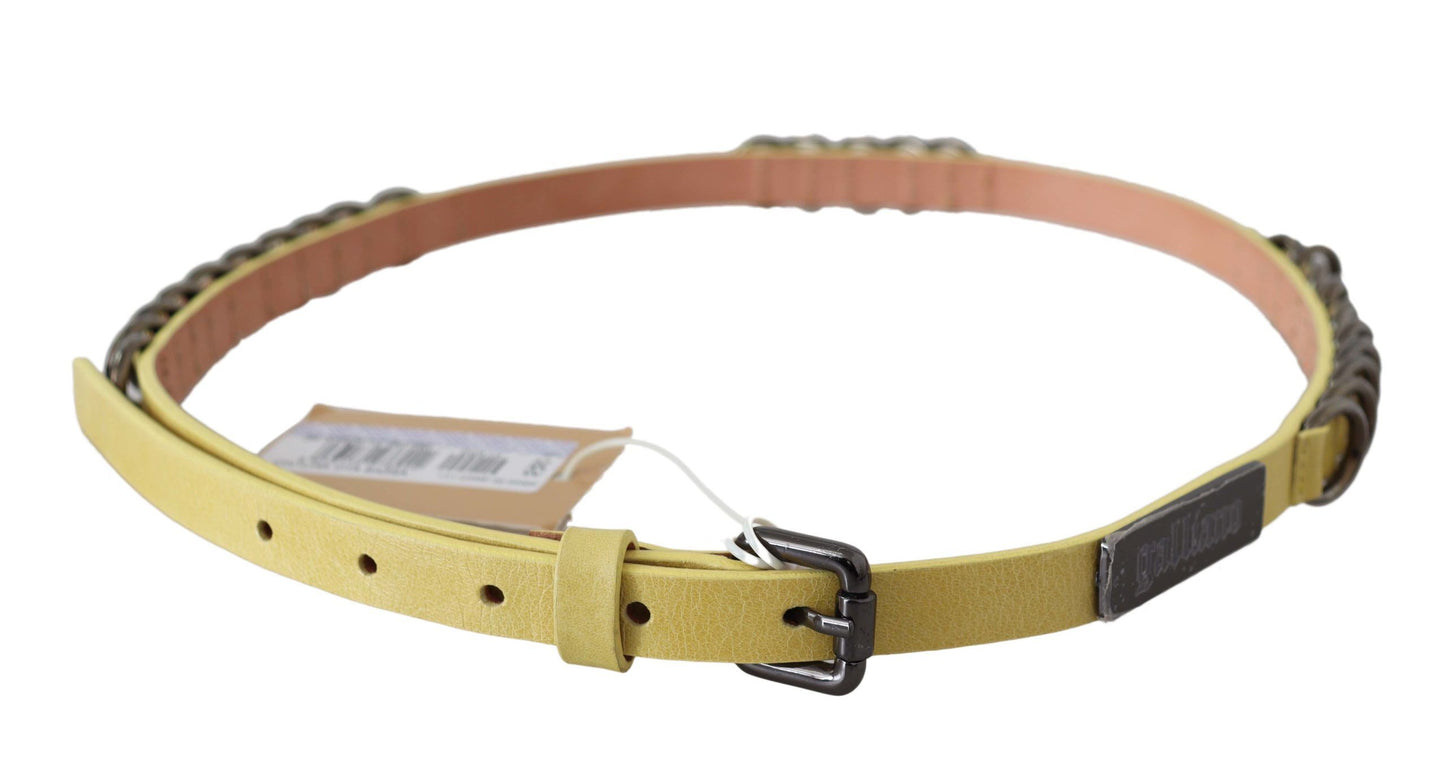 Chic Yellow Leather Skinny Belt - Virtus & Savoir