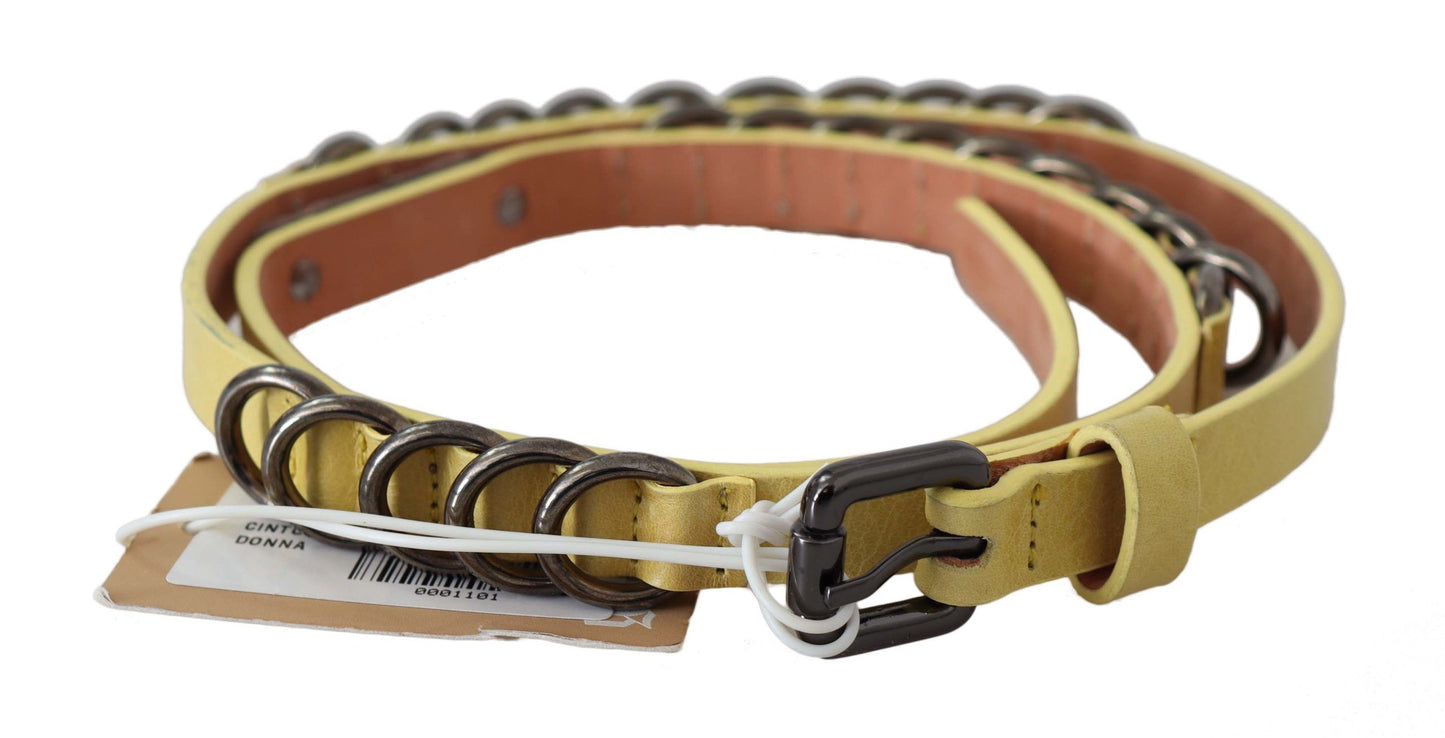 Chic Yellow Leather Skinny Belt - Virtus & Savoir