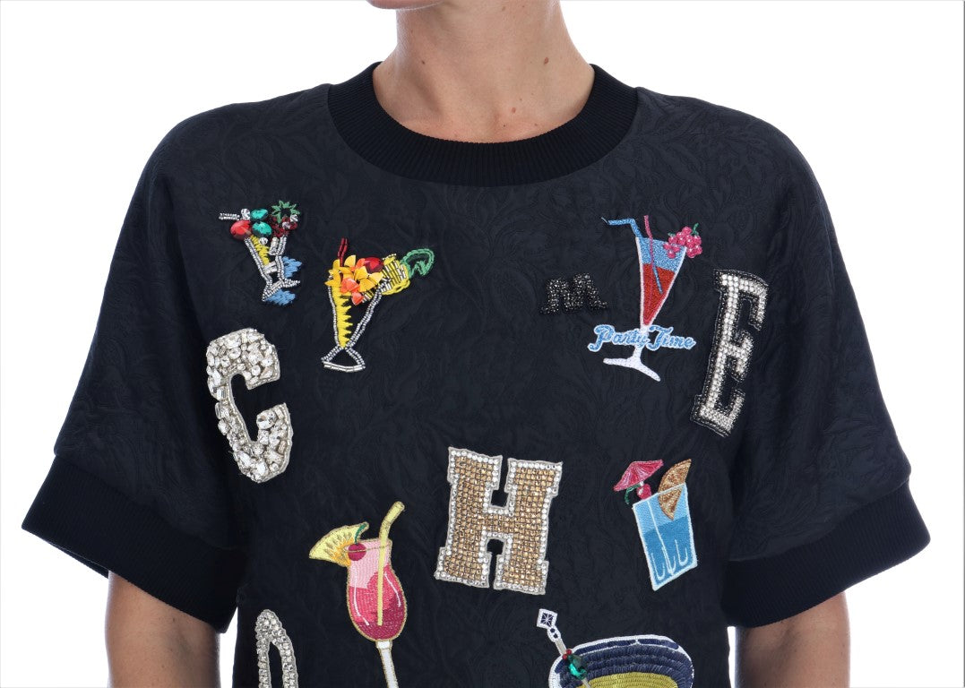 Enchanted Crystal Embellished Black Sweater - Virtus & Savoir