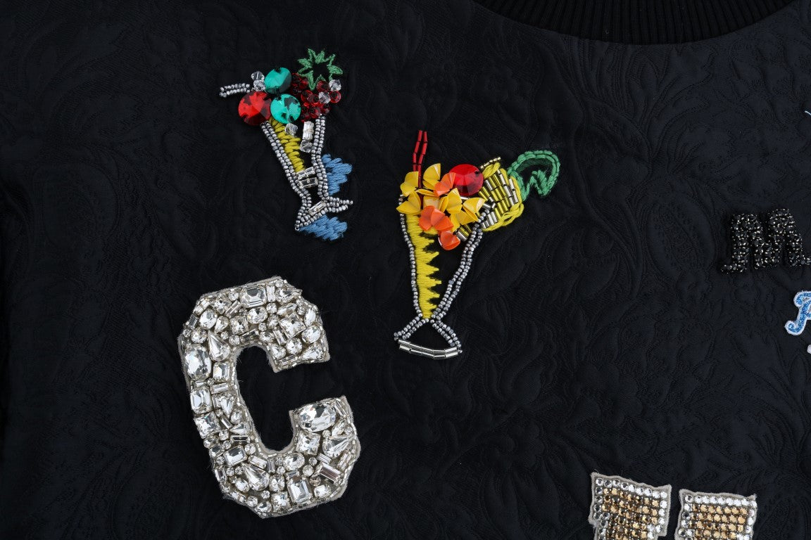 Enchanted Crystal Embellished Black Sweater - Virtus & Savoir