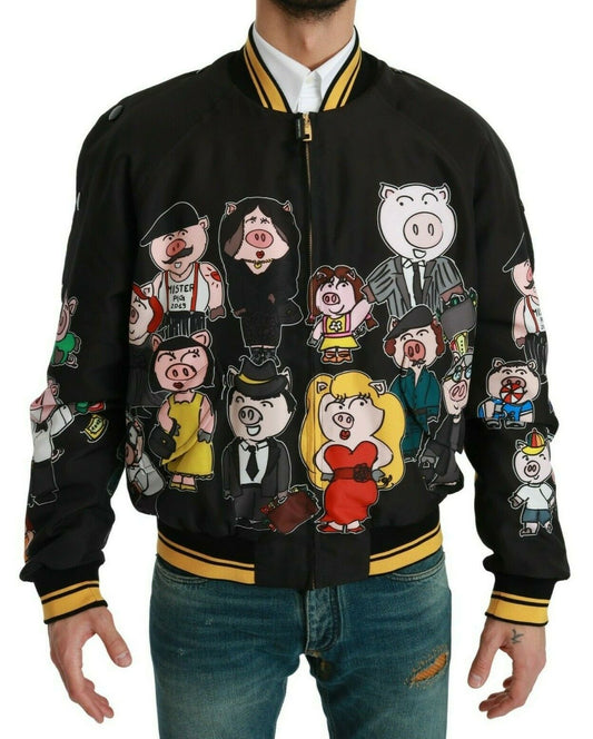 Multicolor Motive Bomber Style Jacket - Virtus & Savoir