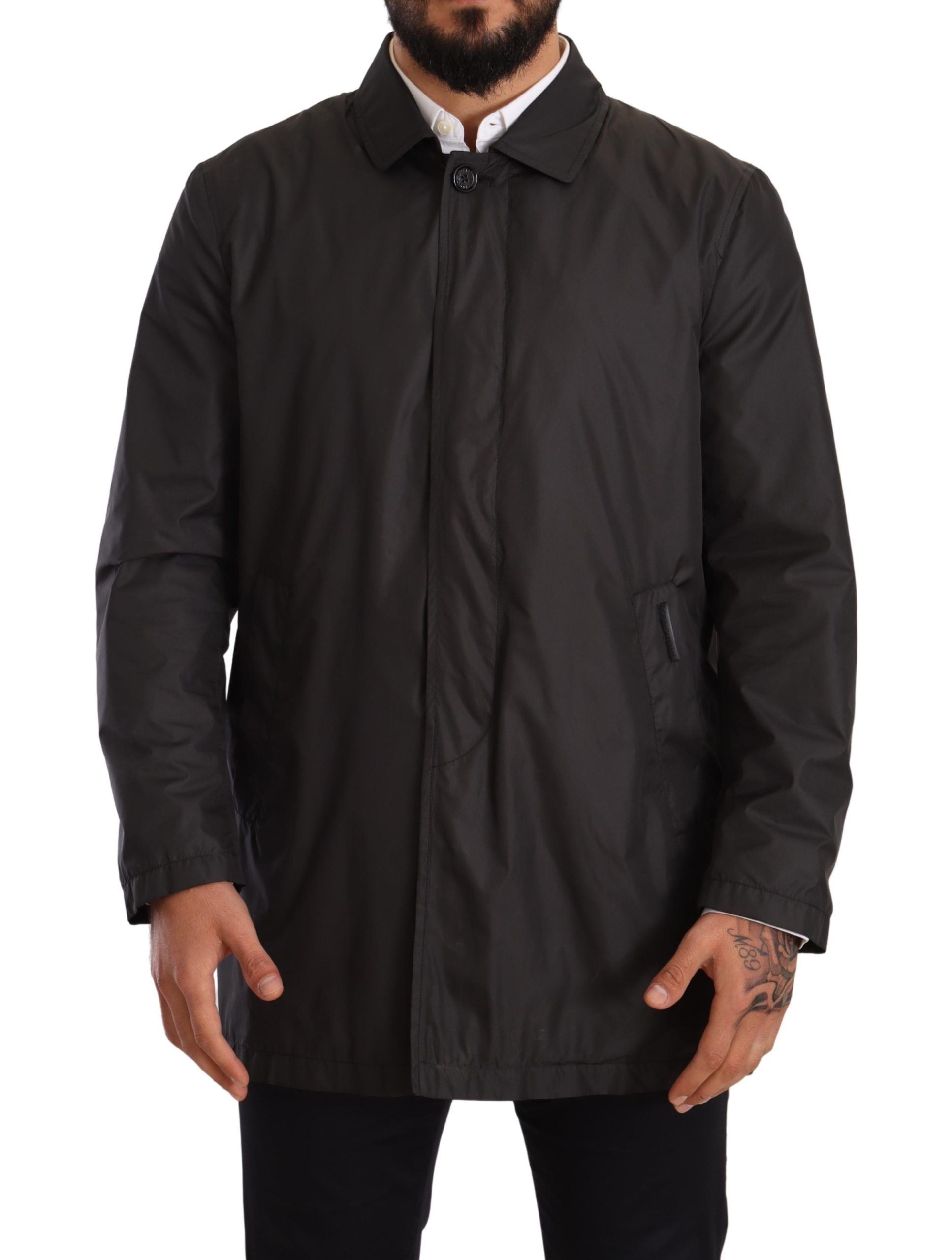 Elegant Black Trench Coat for Sophisticated Men - Virtus & Savoir