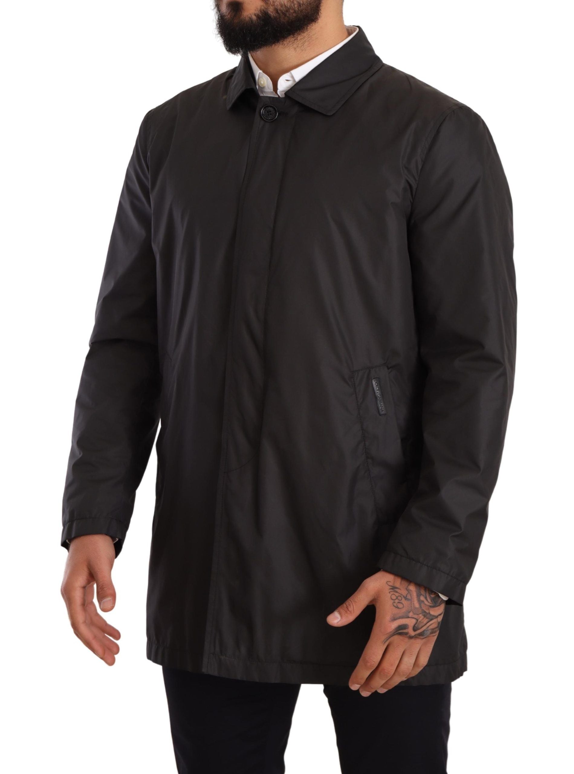 Elegant Black Trench Coat for Sophisticated Men - Virtus & Savoir