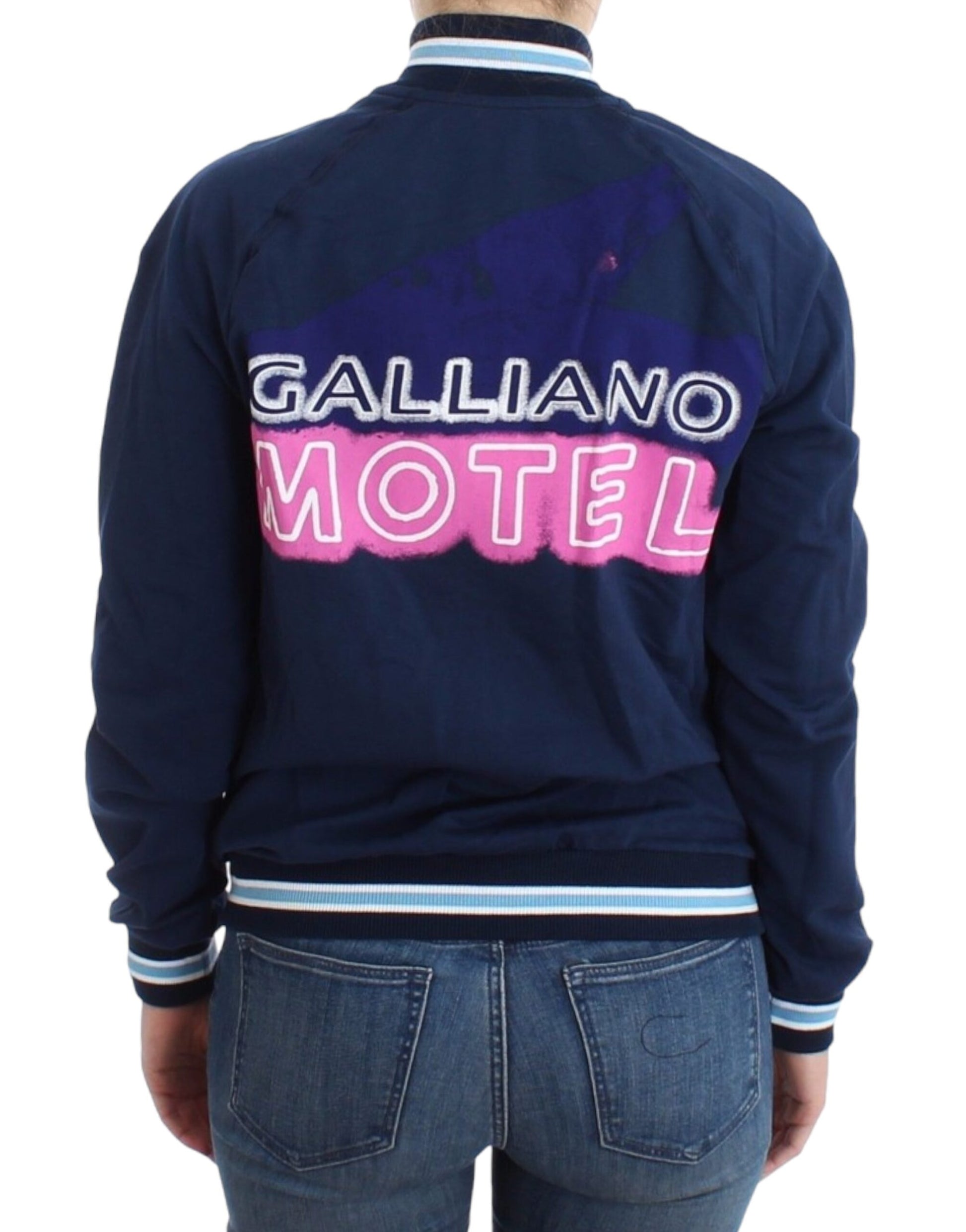 Chic Blue Zip Cardigan with Logo Detail - Virtus & Savoir