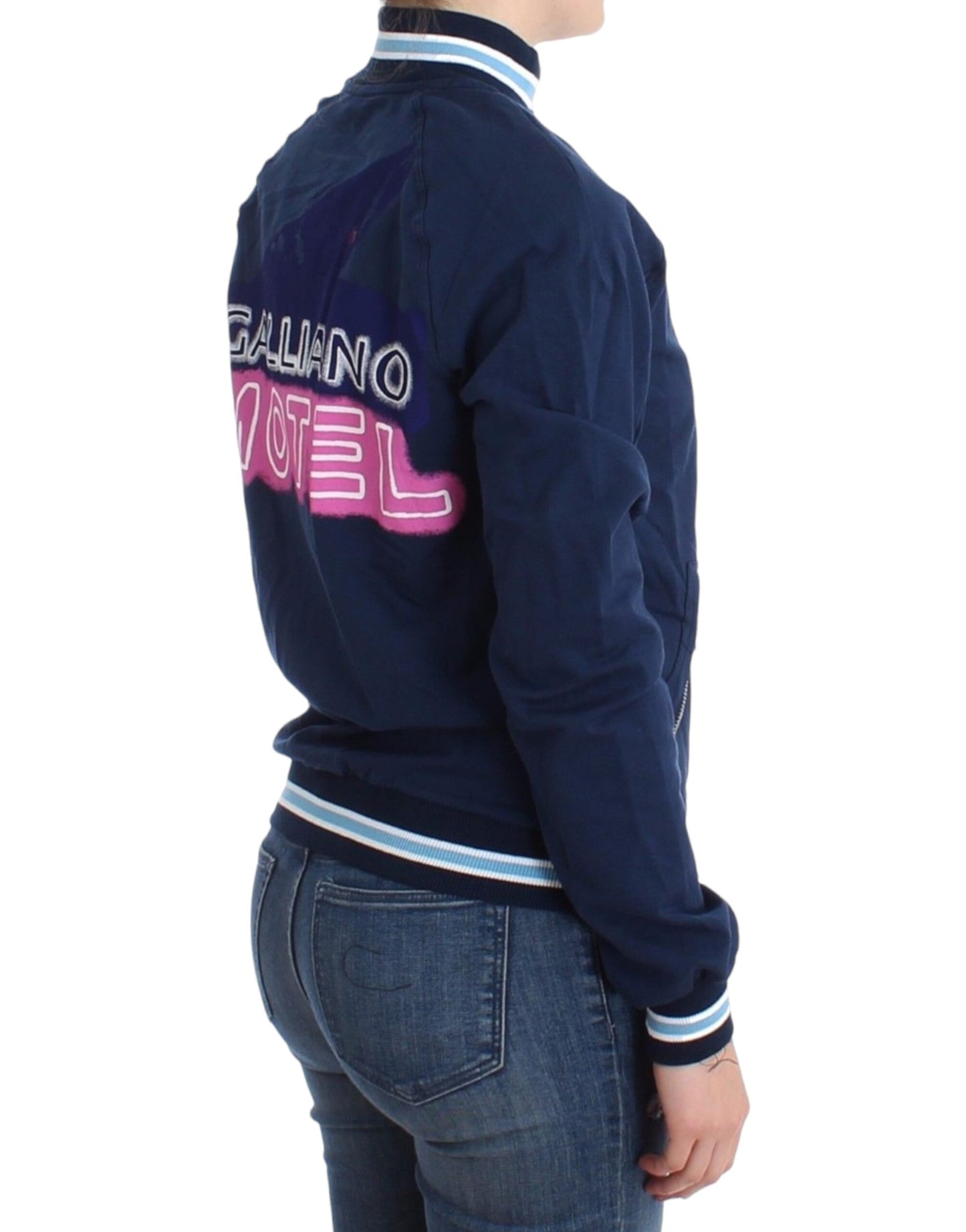 Chic Blue Zip Cardigan with Logo Detail - Virtus & Savoir