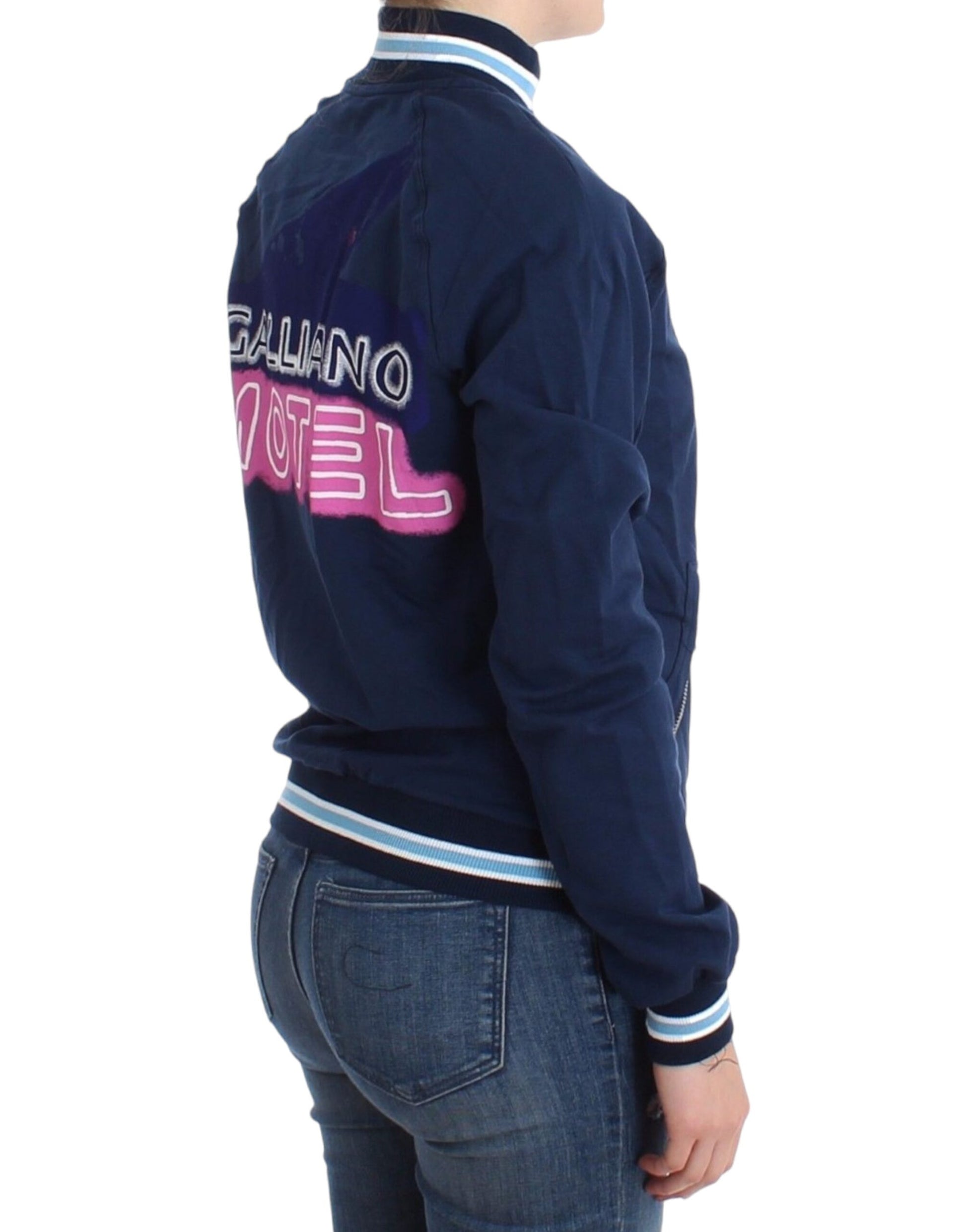 Chic Blue Zip Cardigan with Logo Detail - Virtus & Savoir