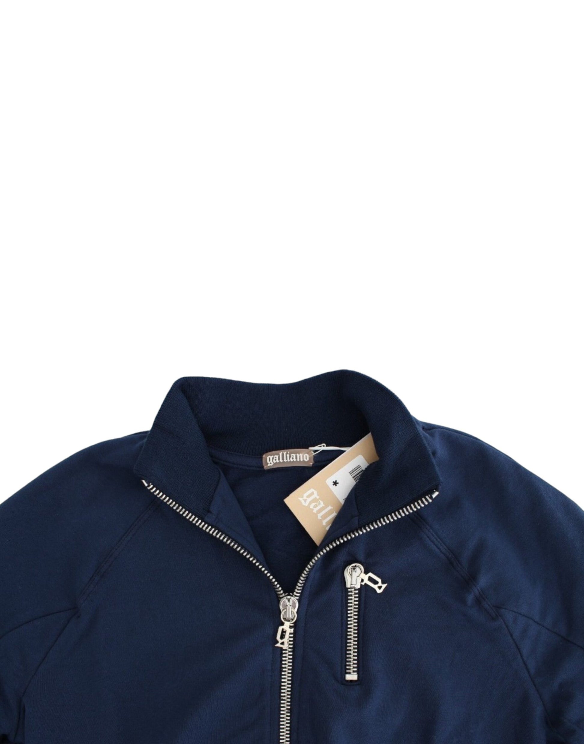 Chic Blue Zip Cardigan with Logo Detail - Virtus & Savoir