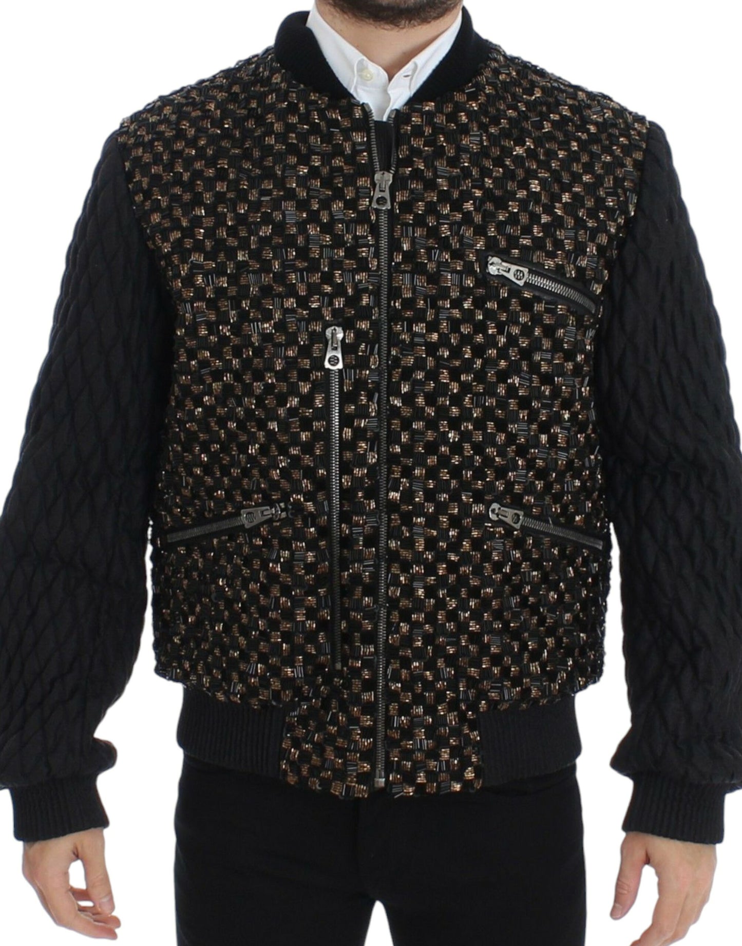 Elegant Black Sequined Designer Jacket - Virtus & Savoir