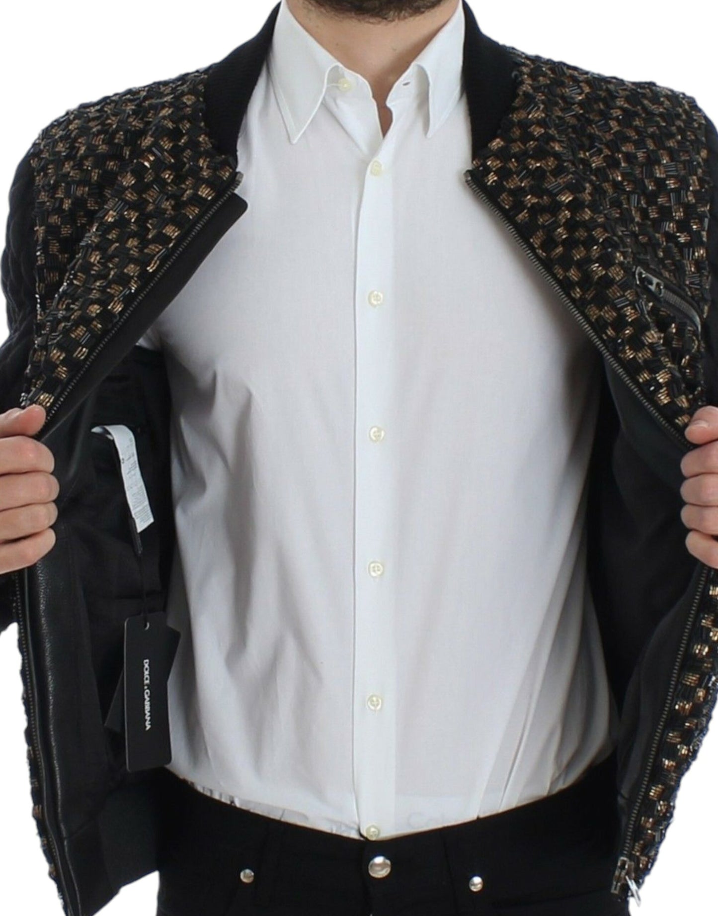 Elegant Black Sequined Designer Jacket - Virtus & Savoir