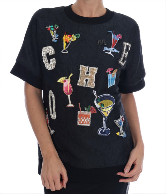 Enchanted Crystal Embellished Black Sweater - Virtus & Savoir
