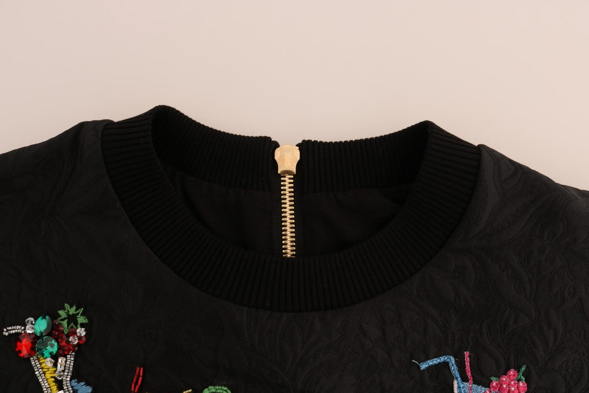 Enchanted Crystal Embellished Black Sweater - Virtus & Savoir