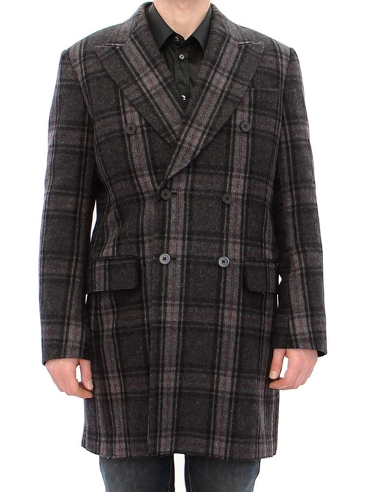 Sicilia Checkered Wool Blend Coat - Virtus & Savoir