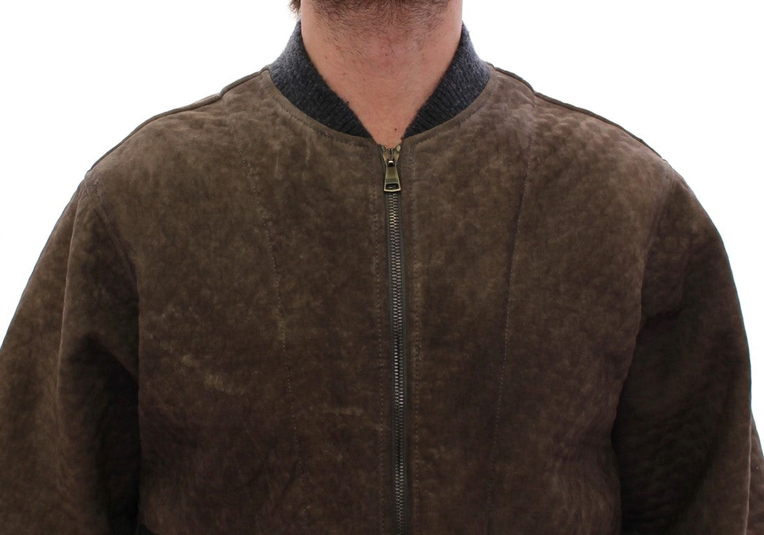 Elegant Leather & Wool Blend Jacket - Virtus & Savoir