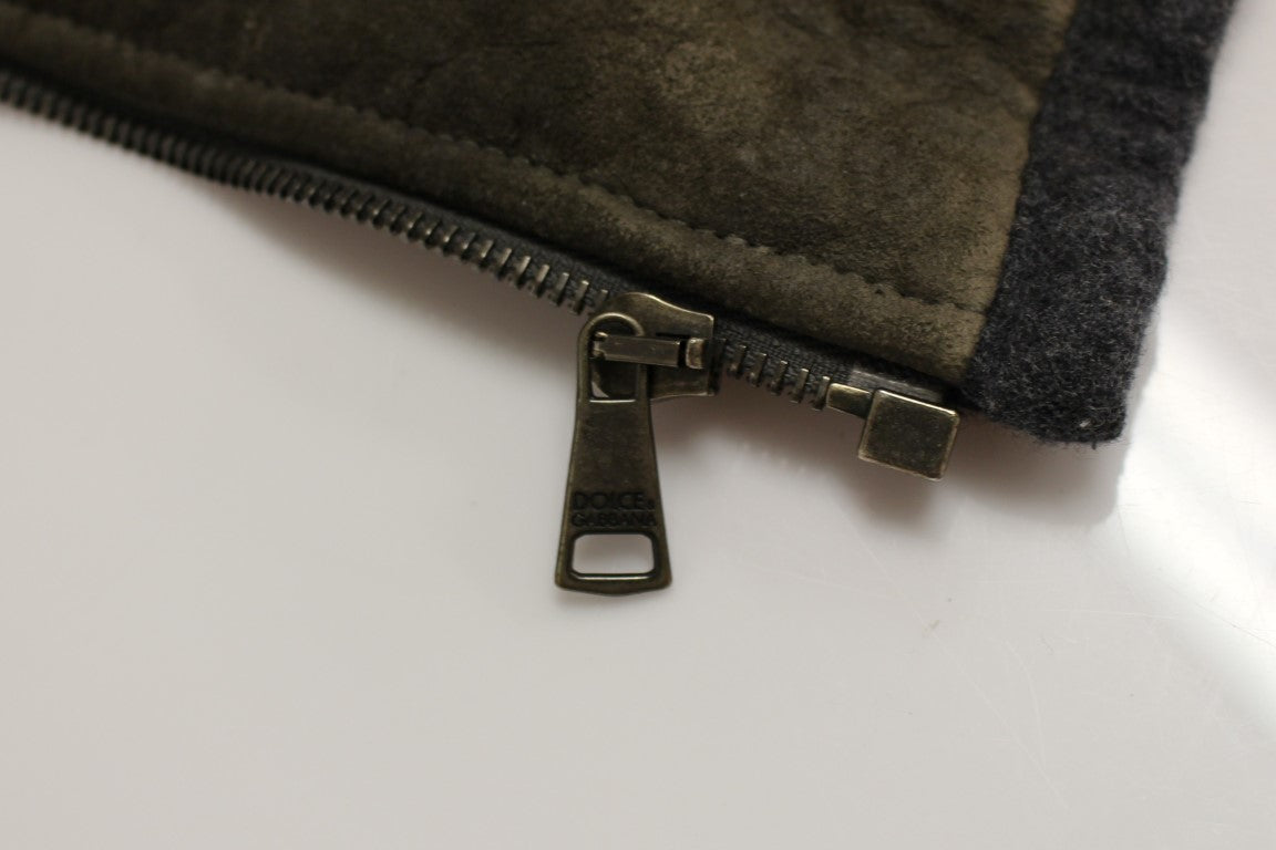 Elegant Leather & Wool Blend Jacket - Virtus & Savoir